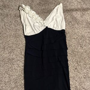 Connected Apparel One Shoulder Black and White Dress